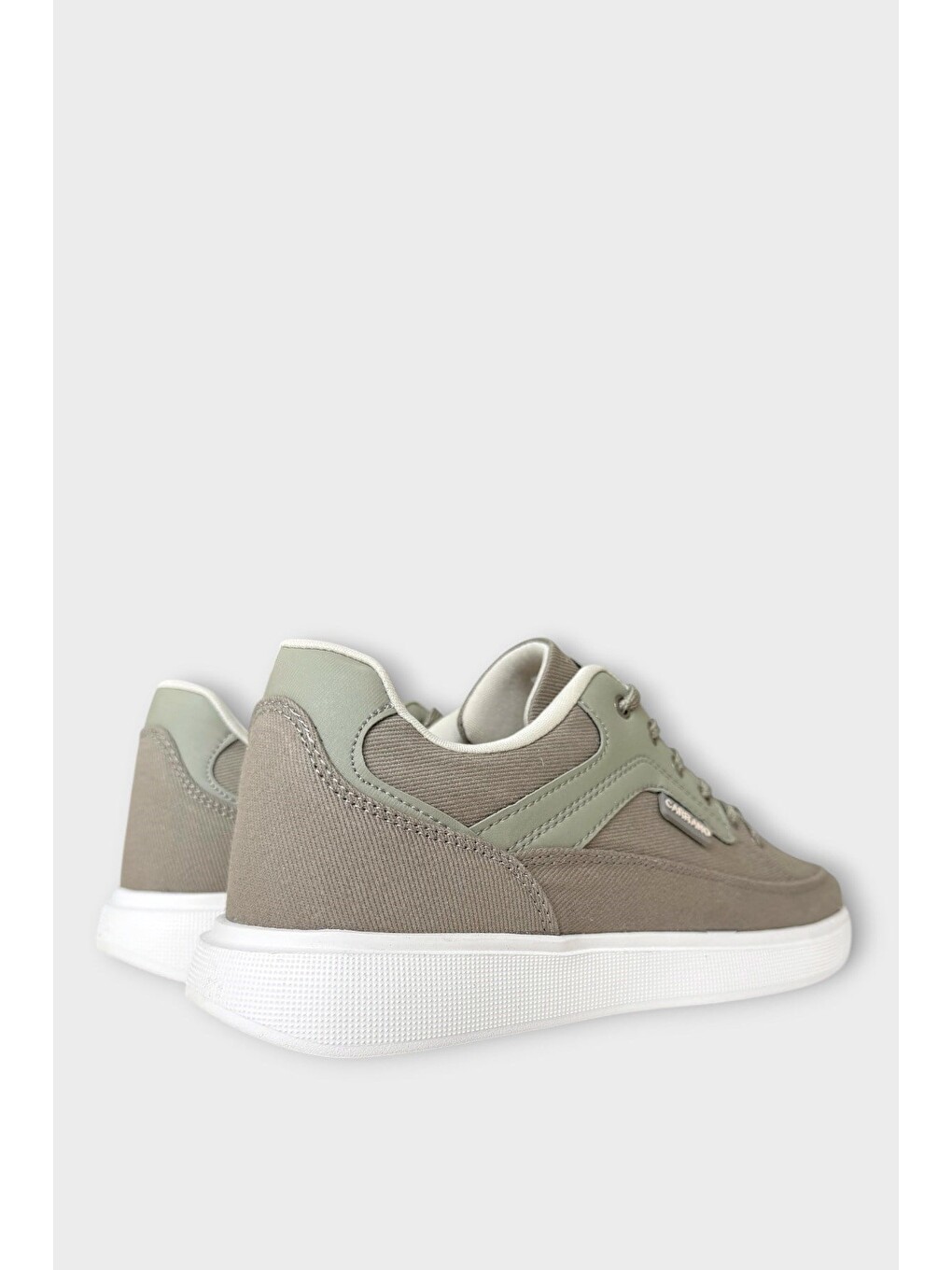 Erkek Keten Gabardin Kumaş Günlük Sneaker Ayakkabı Haki-3