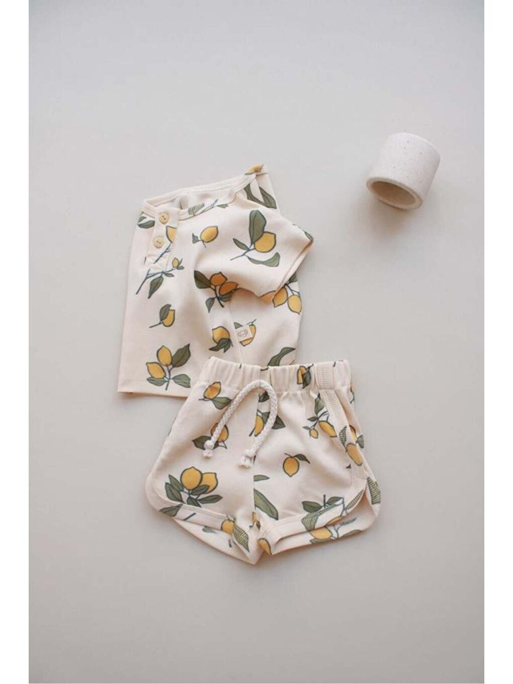 Ekru Limon Baskı Kaşkorse Alt Üst Takım-2