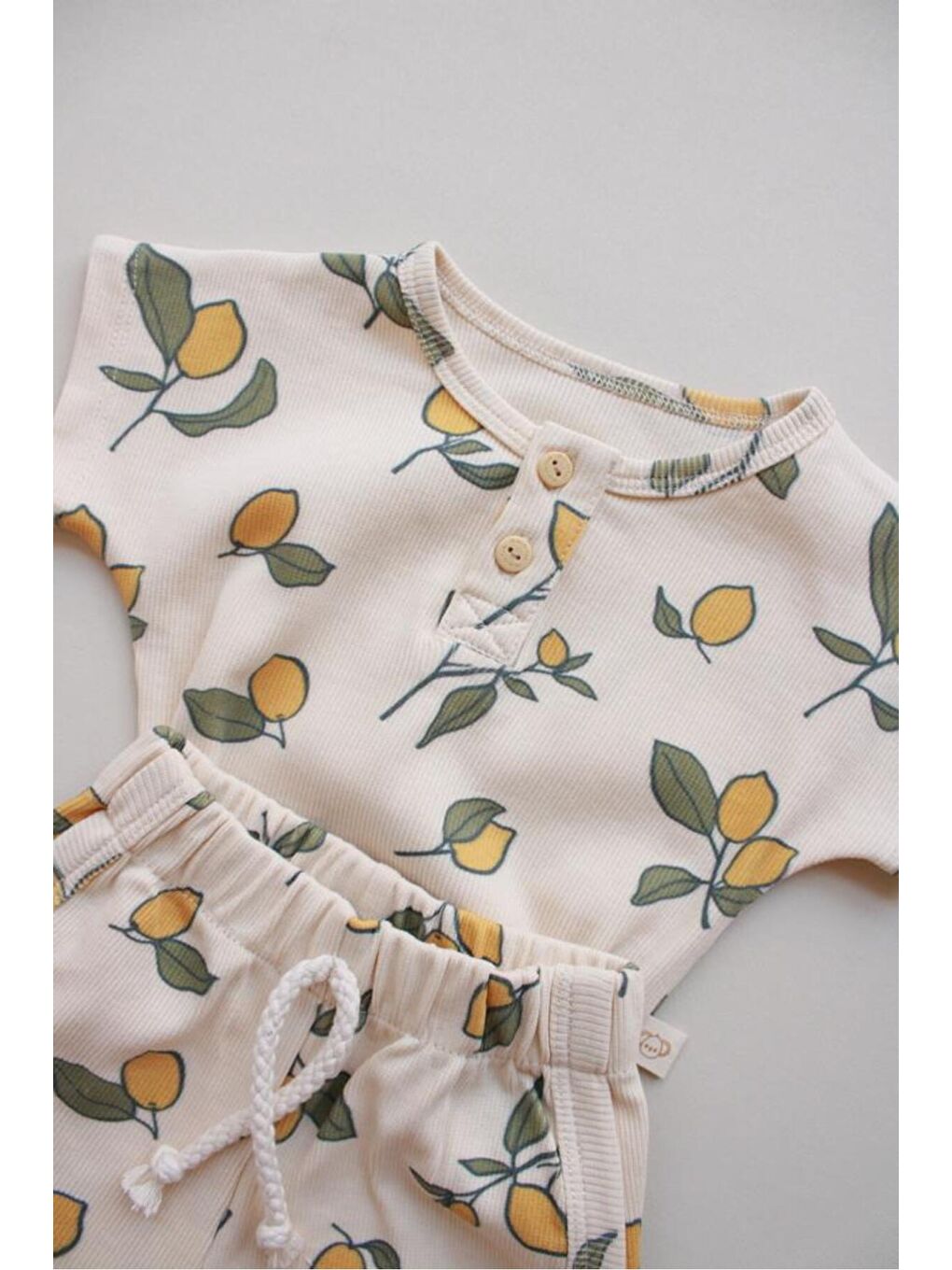 Ekru Limon Baskı Kaşkorse Alt Üst Takım-5