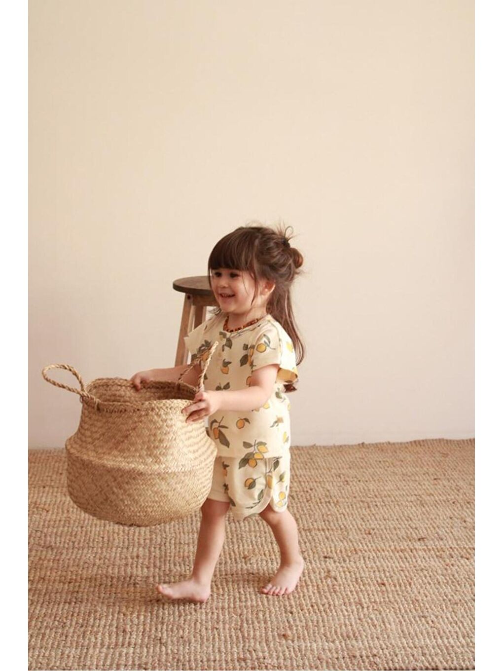 Ekru Limon Baskı Kaşkorse Alt Üst Takım-7