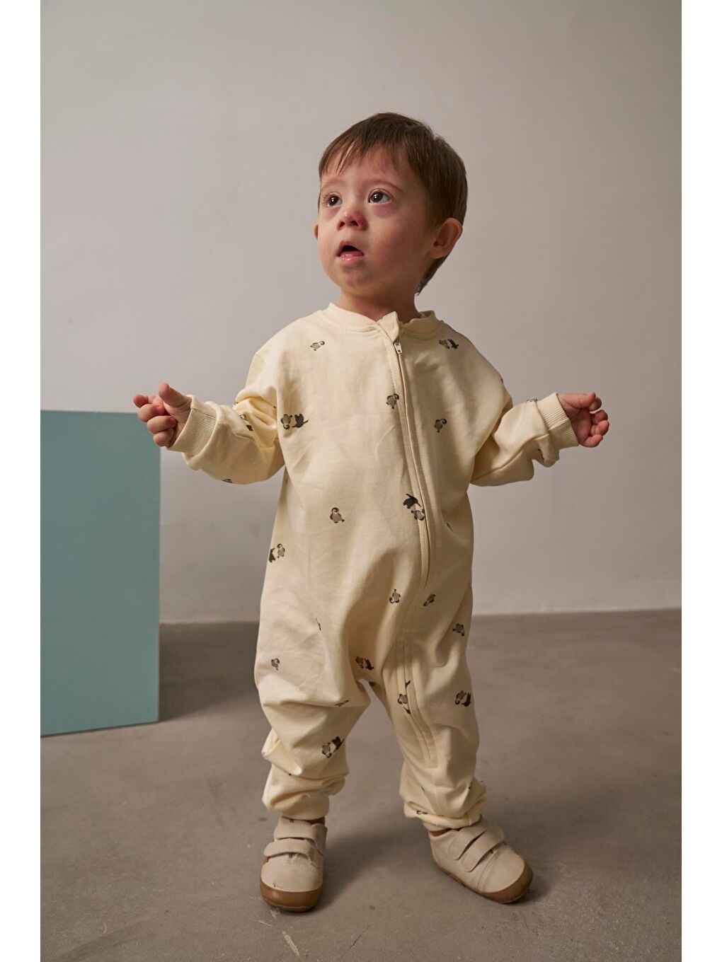 Ekru Little Penguin Baby Tulum-1