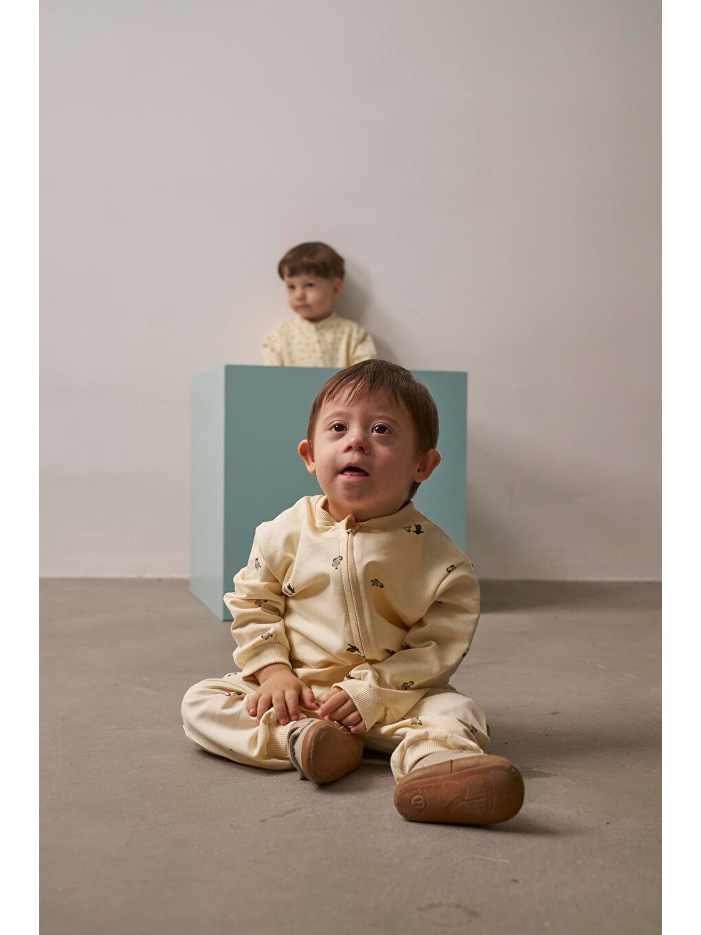 Ekru Little Penguin Baby Tulum-4