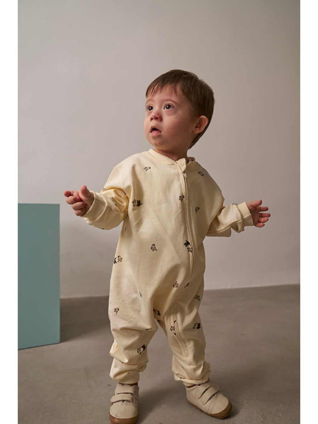 Ekru Little Penguin Baby Tulum-7