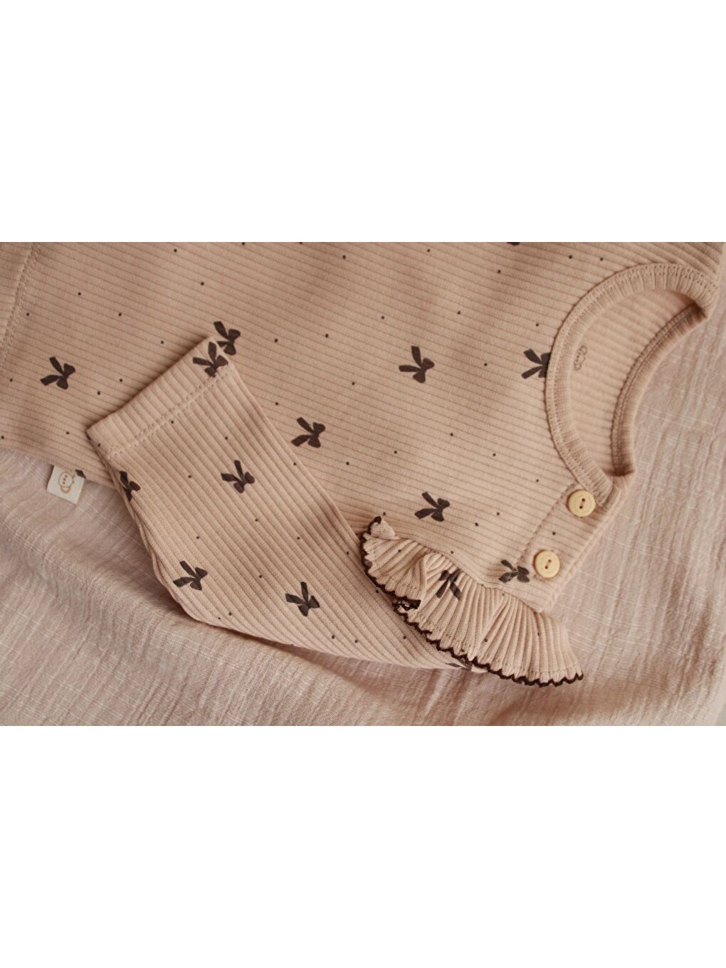 Kahverengi Kurdele Baskılı Fancy Girls Alt Üst Takım-4