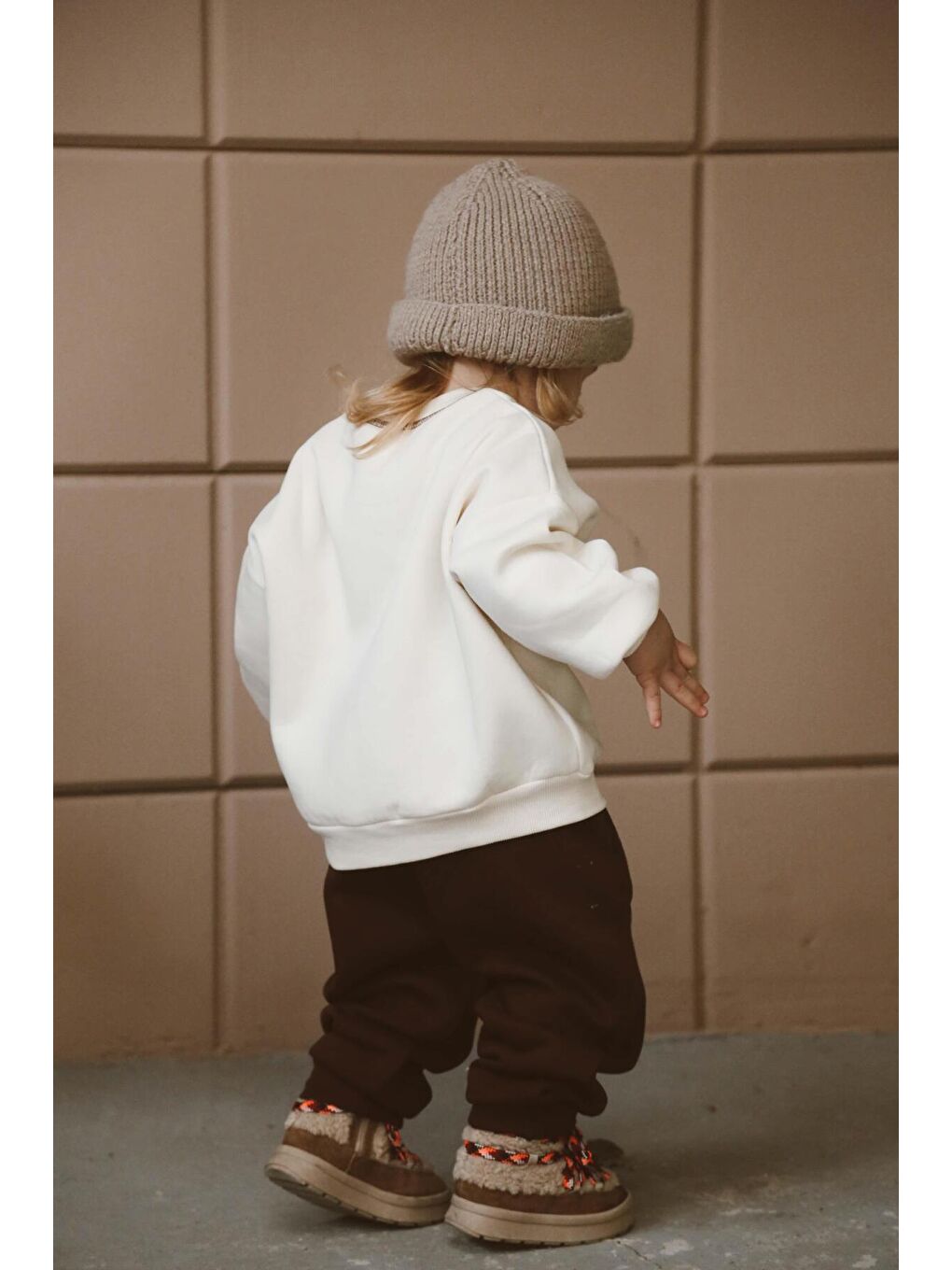 Kahverengi Karyoka Dikiş Polarlı Eşofman Takım-7