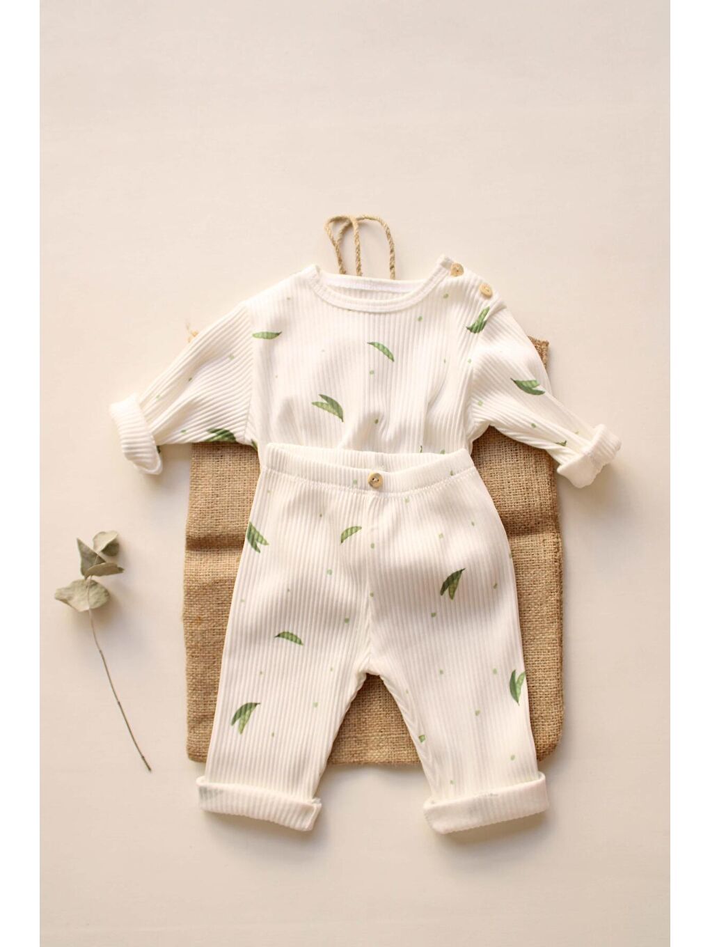 Ekru Sweet Pea Bebek Alt Üst Takım-1