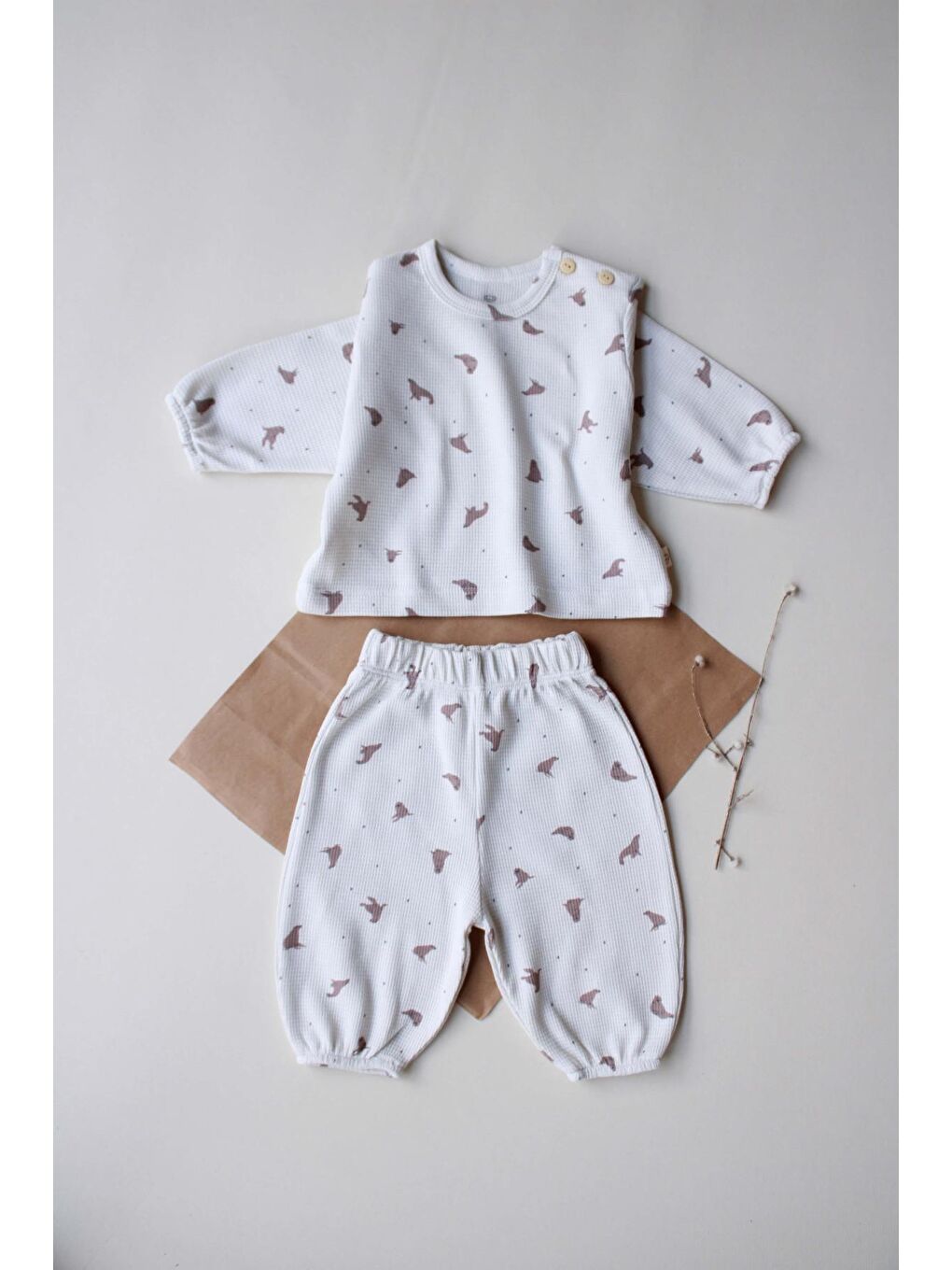 Ekru Seal Waffle Takım-7