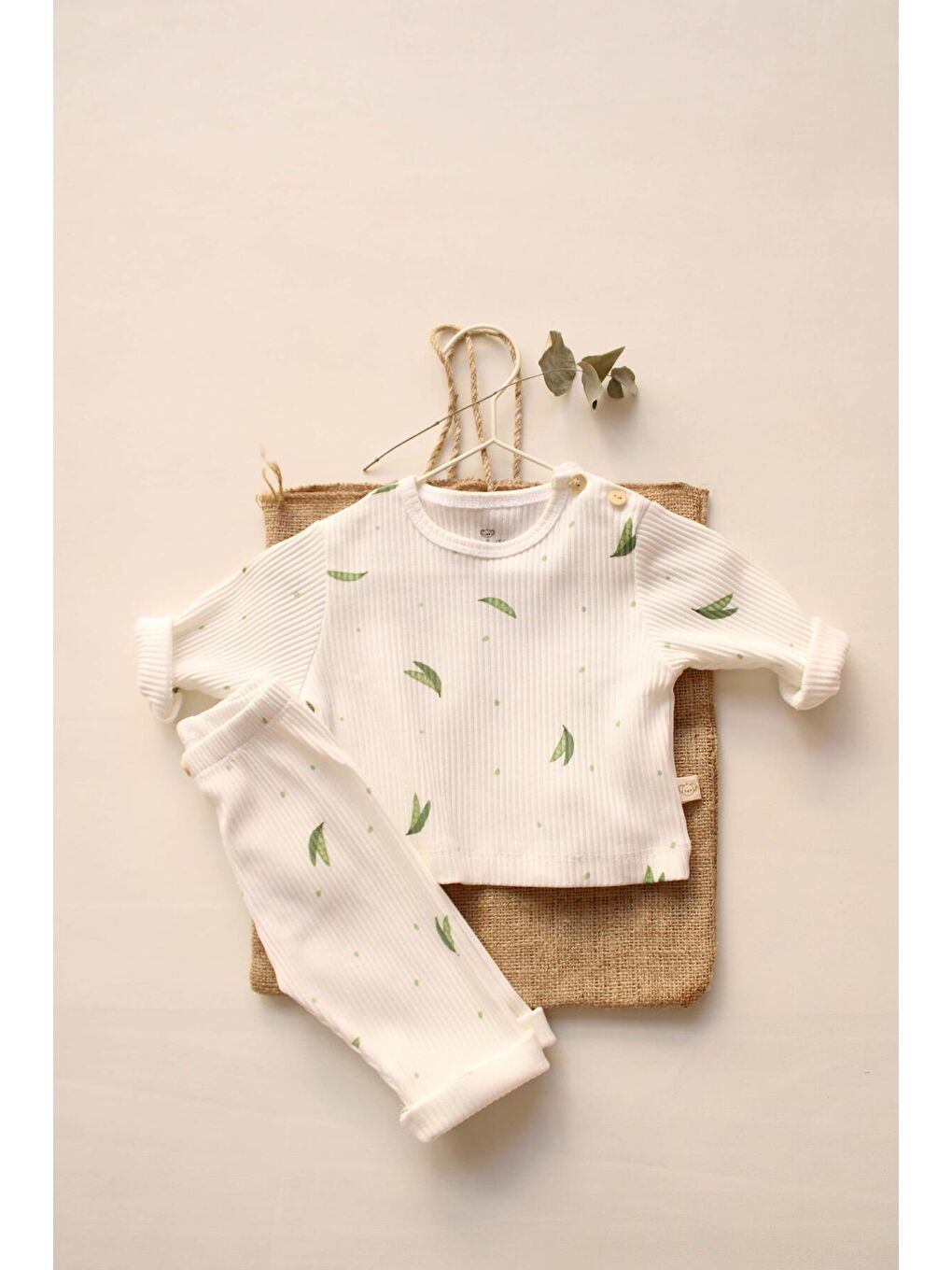 Ekru Sweet Pea Bebek Alt Üst Takım-4