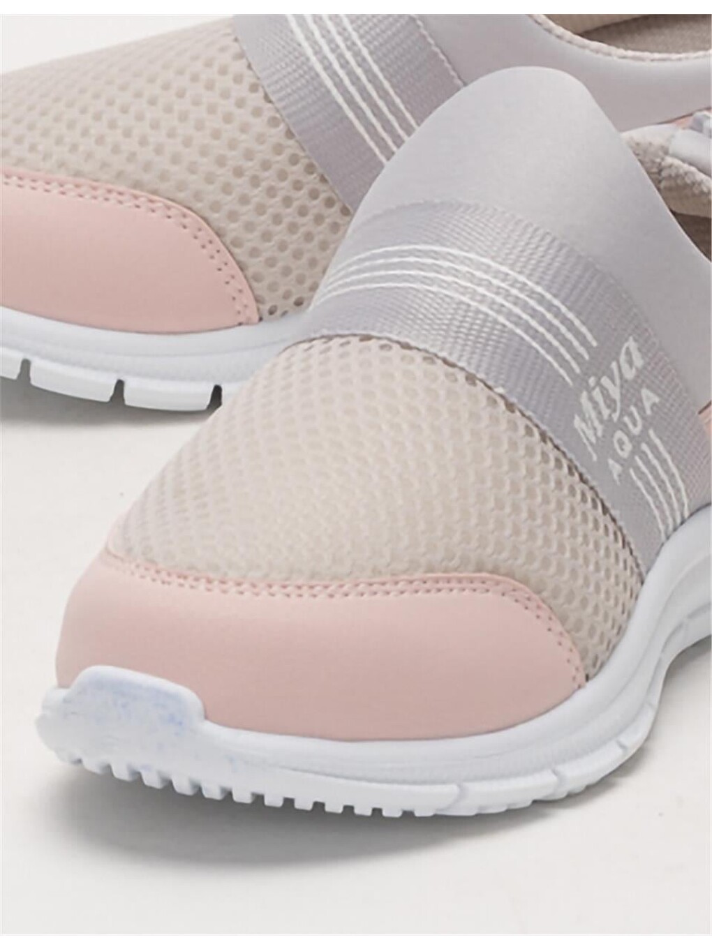 Unisex Lastilkli Hafif Airfle Çocuk Spor Ayakkabı Gri - Pudra-6