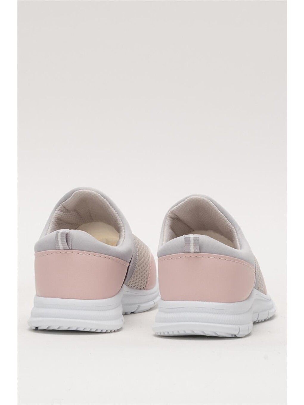Unisex Lastilkli Hafif Airfle Çocuk Spor Ayakkabı Gri - Pudra-5