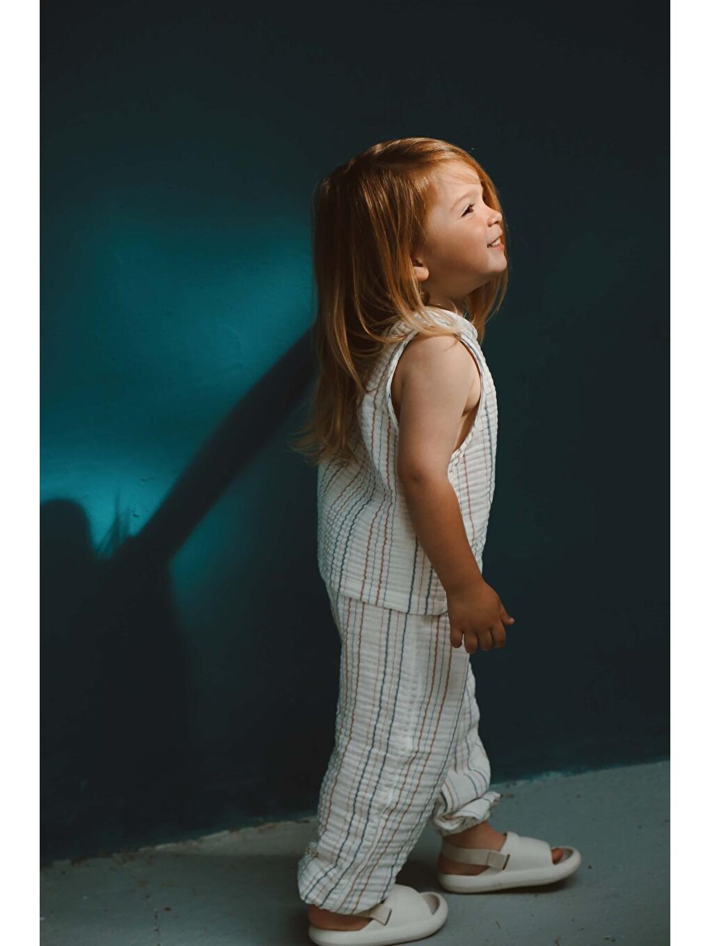 Kahverengi-İndigo Çizgili Atlet ve Pantolon Takım-4