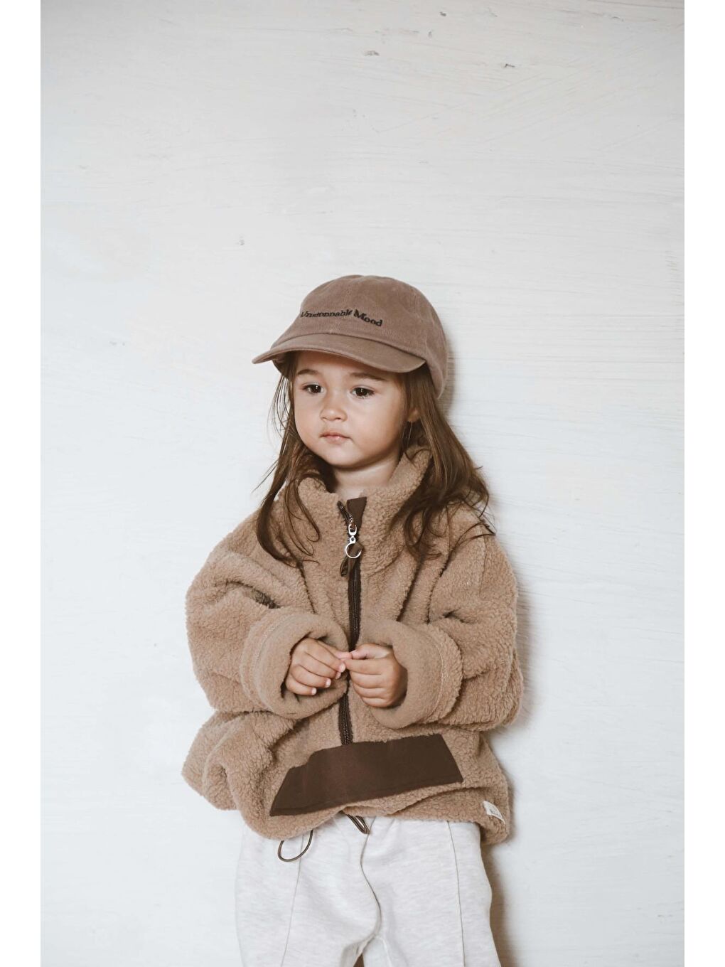 Kahverengi Sütlü Kahve Wellsoft Yarım Fermuar Çocuk Mont 1-6 Yaş-3