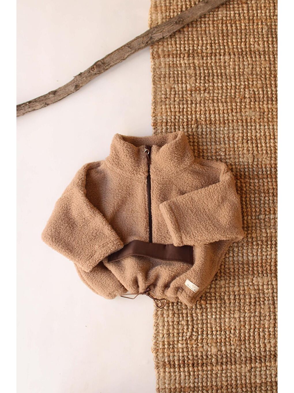 Kahverengi Sütlü Kahve Wellsoft Yarım Fermuar Çocuk Mont 1-6 Yaş-8