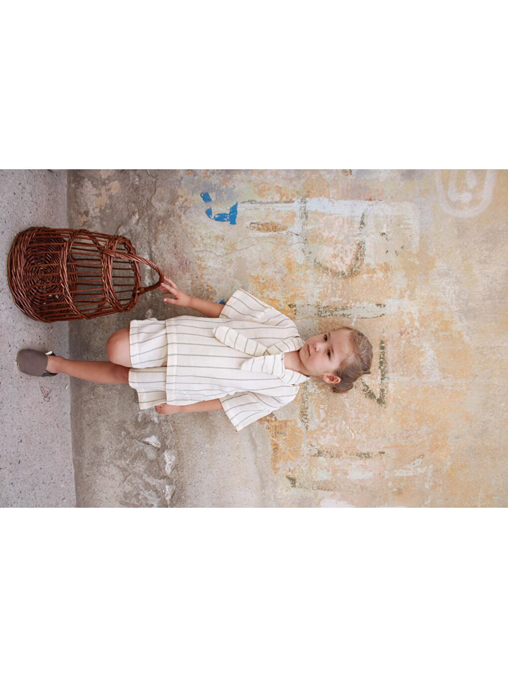 Haki Çizgili Yaka Bağlamalı Alt Üst Takım-5