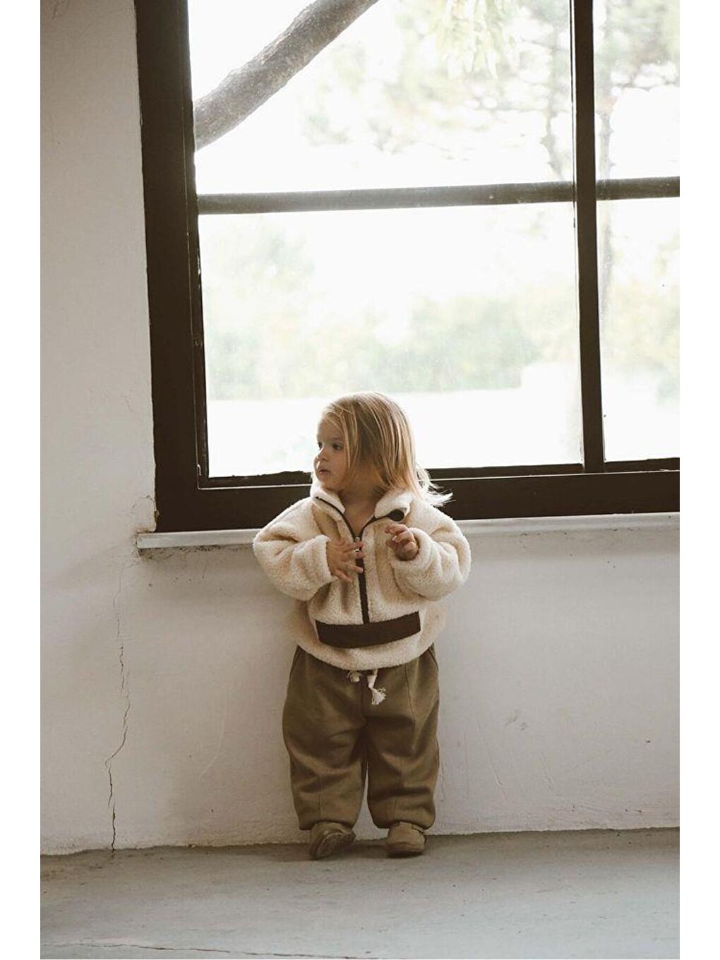 Bej Wellsoft Yarım Fermuar Çocuk Mont 1-6 Yaş-3