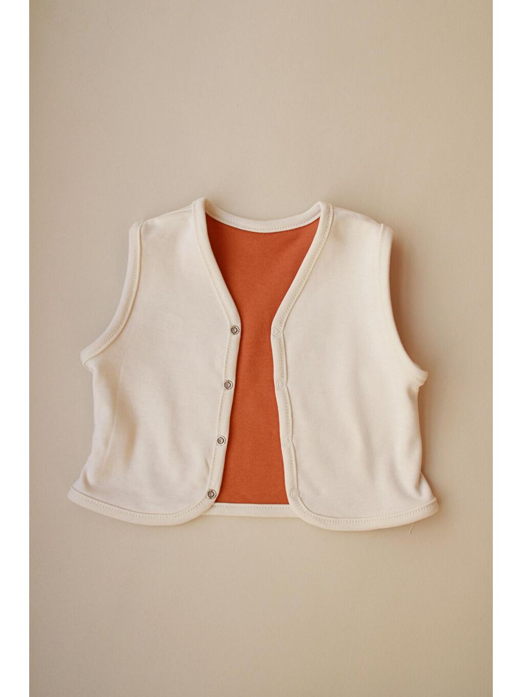 Kahverengi Ahtapot Nakışlı Çift Taraflı Yelek-6