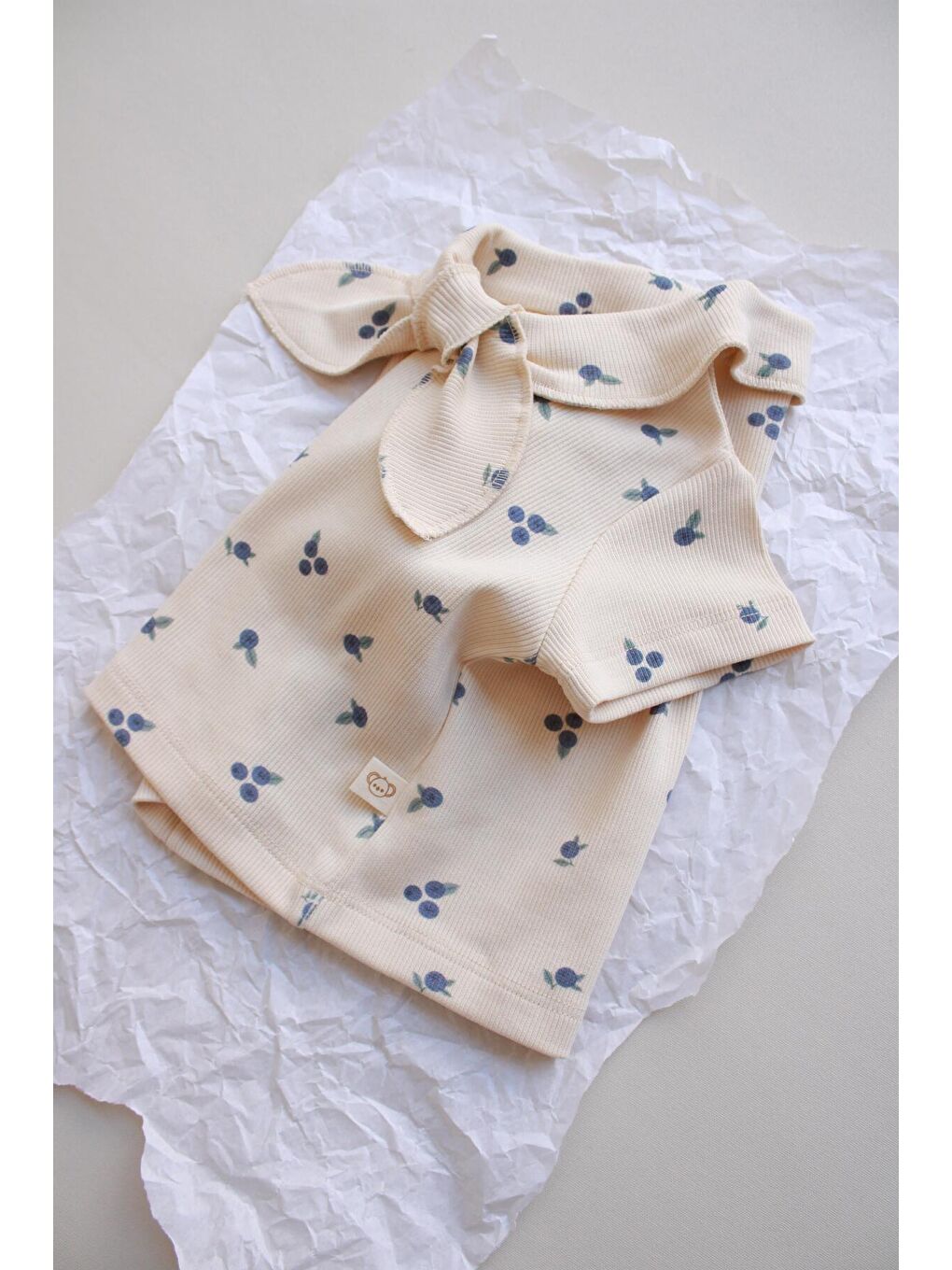 Ekru Blueberry Baskı Kaşkorse Yaka Bağlamalı Takım-8