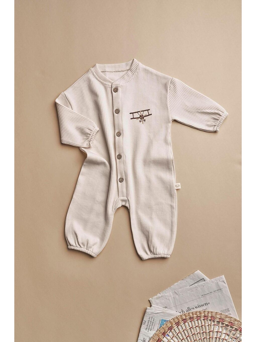 Ekru Little Aviator Baby Tulum-4