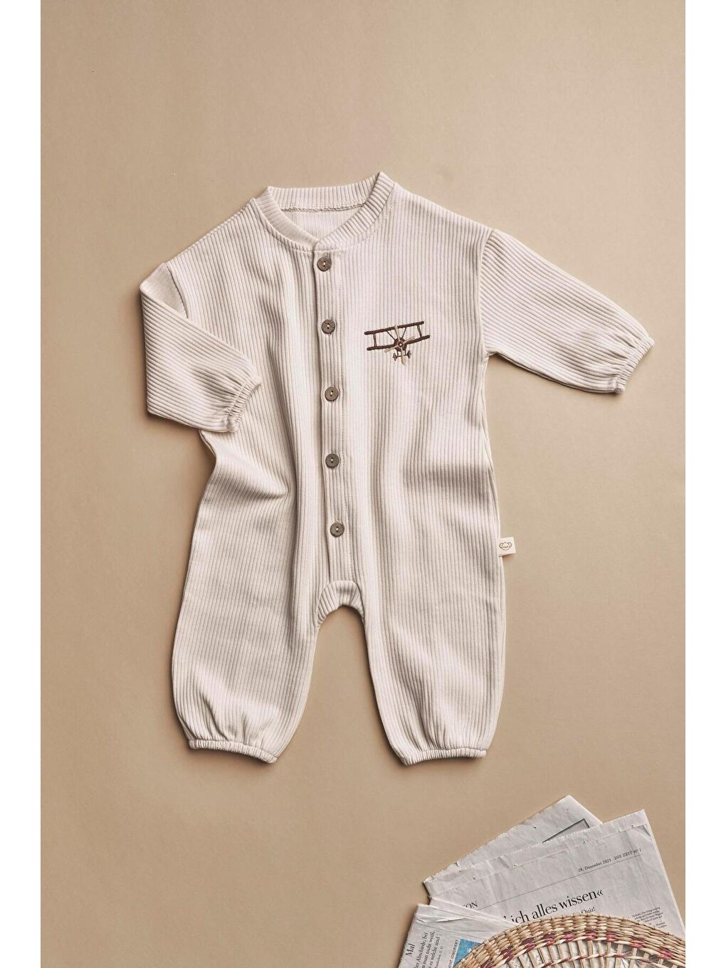 Ekru Little Aviator Baby Tulum-7