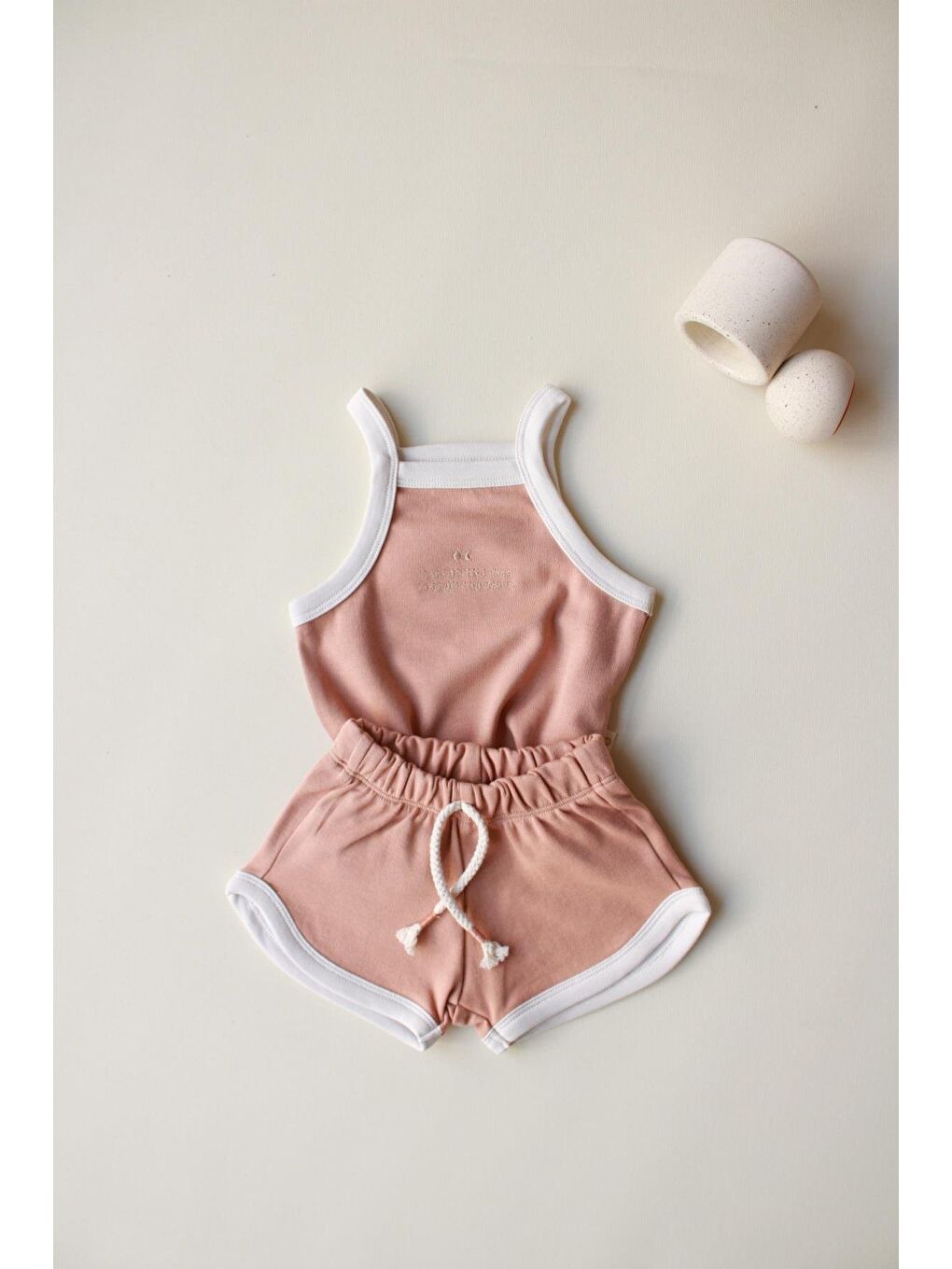 Kahverengi Sütlü Kahve Askılı Şortlu Takım-5