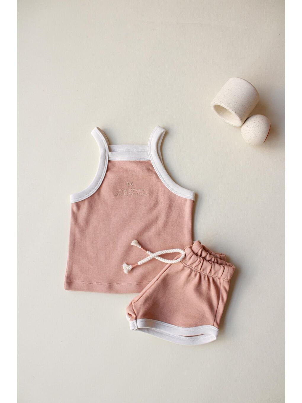 Kahverengi Sütlü Kahve Askılı Şortlu Takım-6