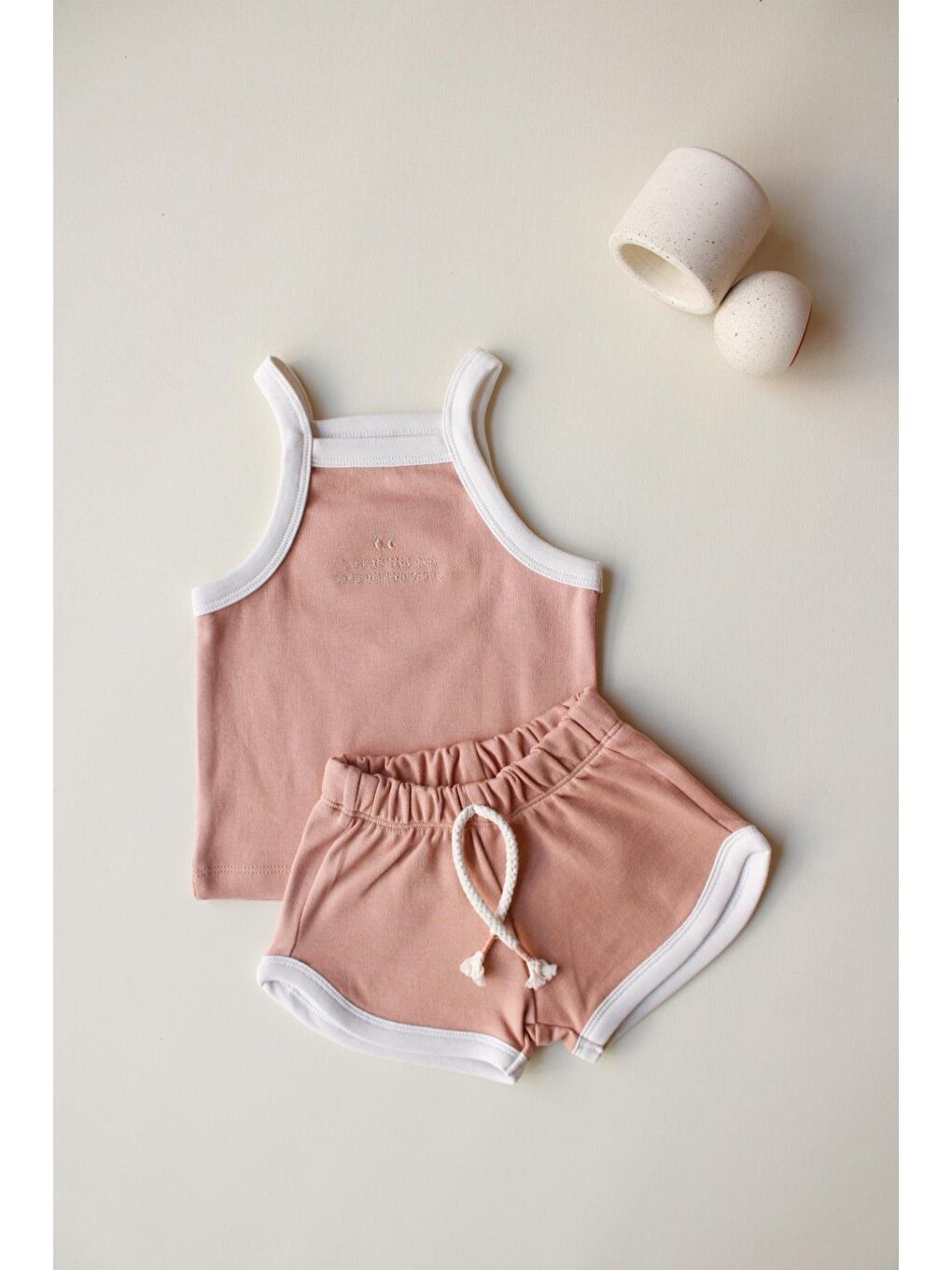 Kahverengi Sütlü Kahve Askılı Şortlu Takım-7