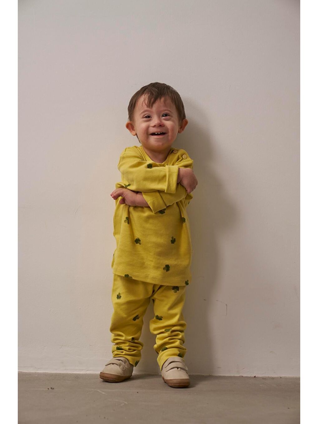 Ekru Brokoli Baskılı Bebek Alt Üst Takım-6