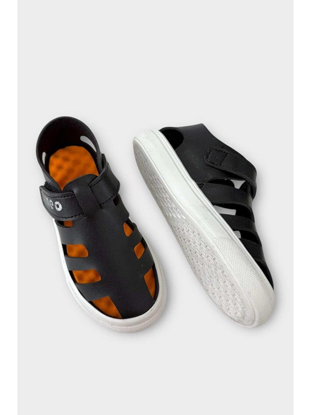 Unisex Cırtlı Esnek Kauçuk Tabanlı Ortopedik Çocuk Spor Sandalet Siyah-3