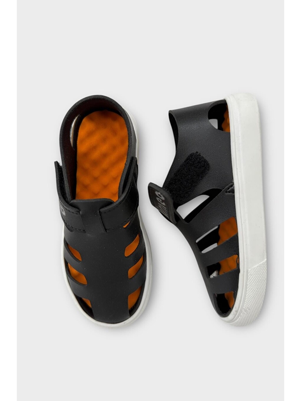 Unisex Cırtlı Esnek Kauçuk Tabanlı Ortopedik Çocuk Spor Sandalet Siyah-5