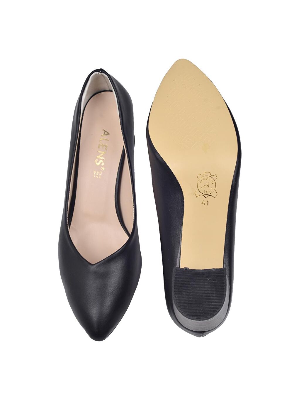 Siyah Cilt Büyük Numara 6 Cm Topuklu Kadın Ayakkabı Alens 301-2