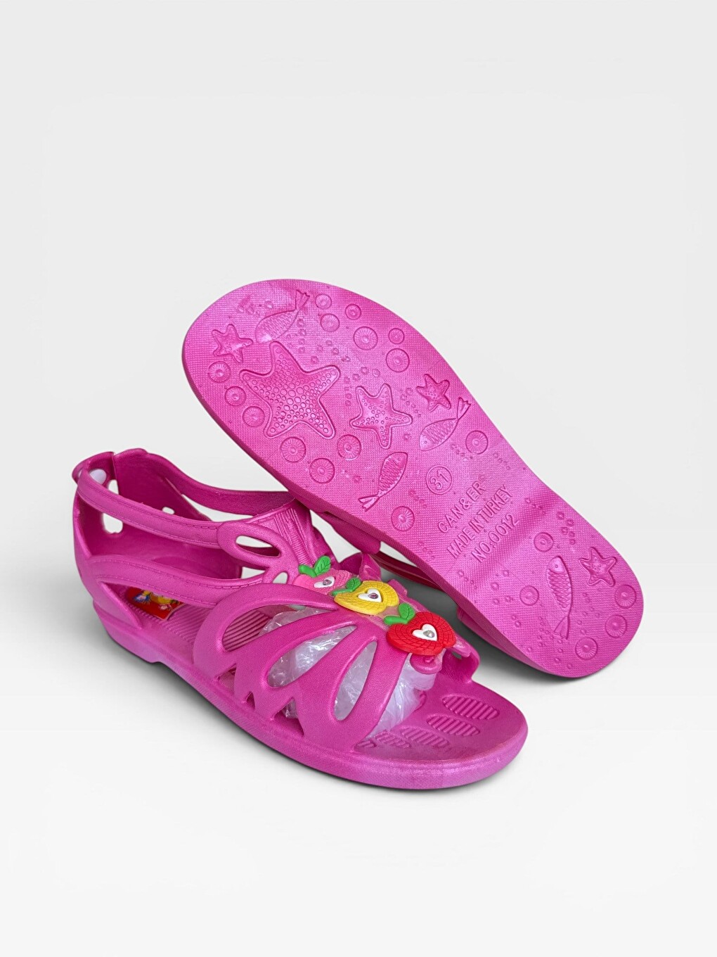 Günlük Rahat Hafif Havuz Plaj Sahil Yazlık Kız Çocuk Sandalet Pembe-11