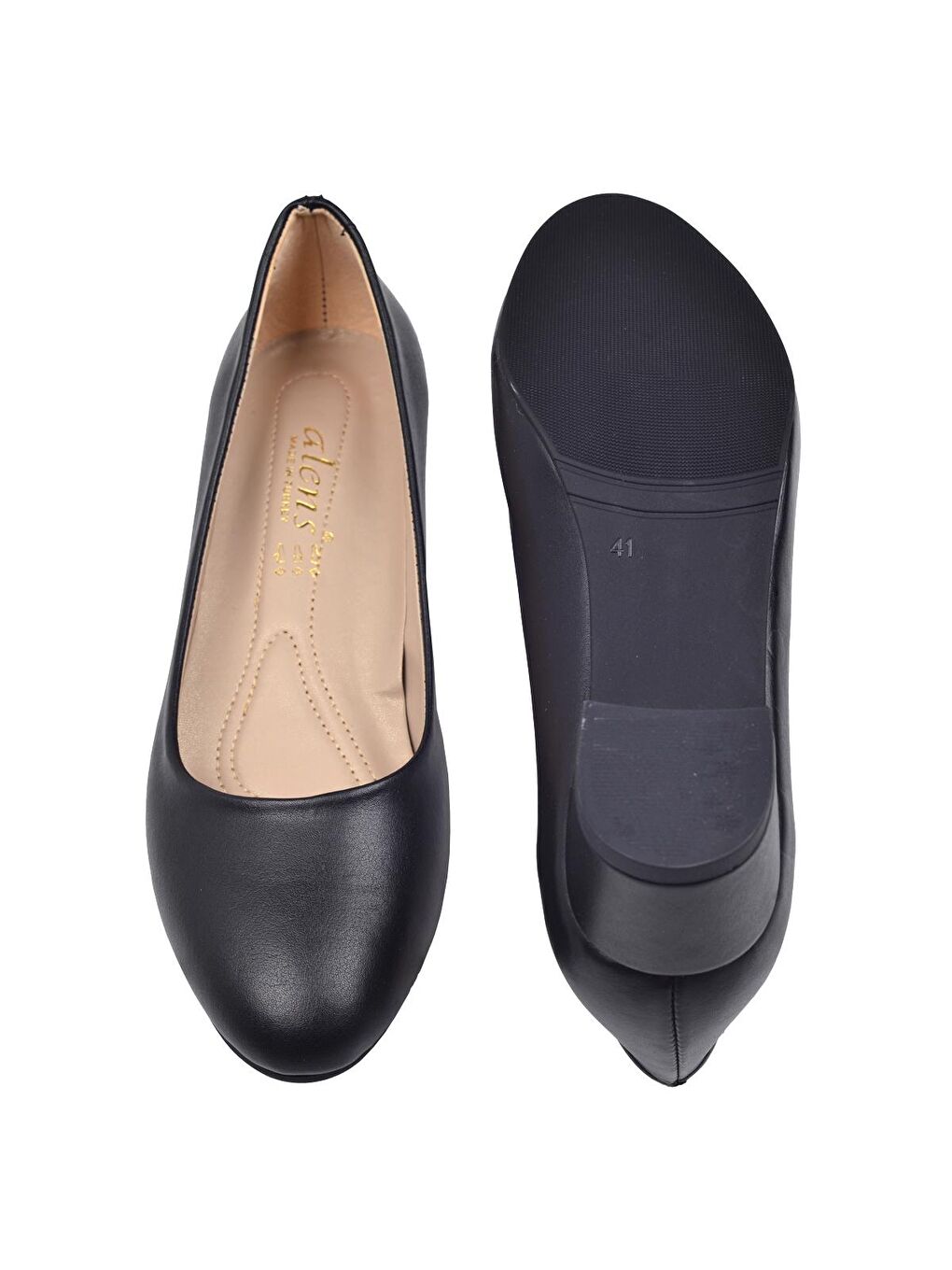 Siyah Cilt Büyük Numara 3 Cm Topuklu Kadın Ayakkabı Alens 401-2