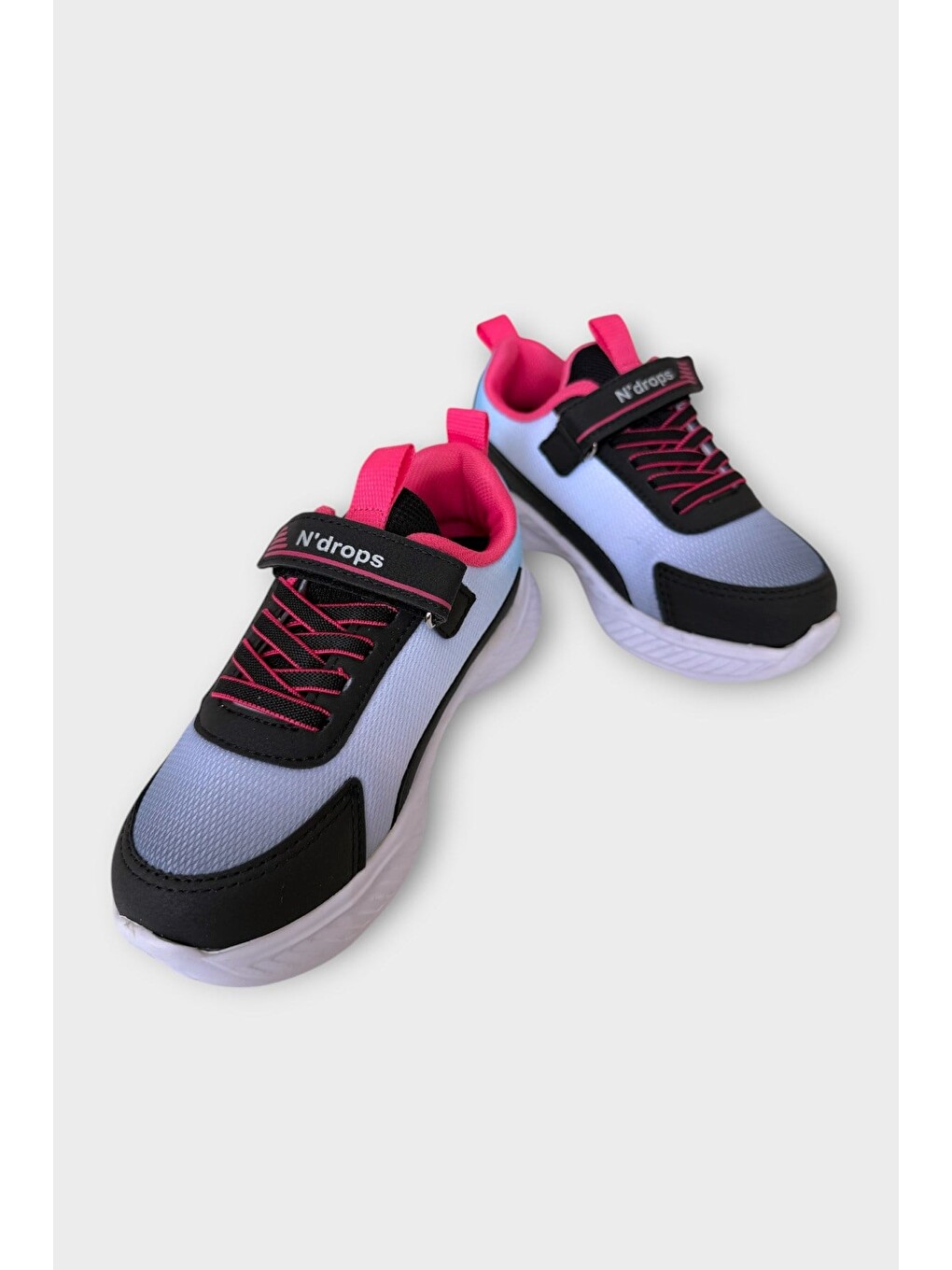 Cırtlı Hafif Anatomik Taban Çocuk Spor Ayakkabı Siyah - Pembe-4