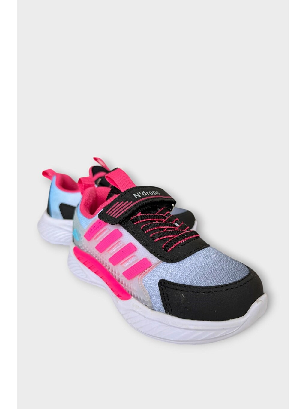 Cırtlı Hafif Anatomik Taban Çocuk Spor Ayakkabı Siyah - Pembe-3