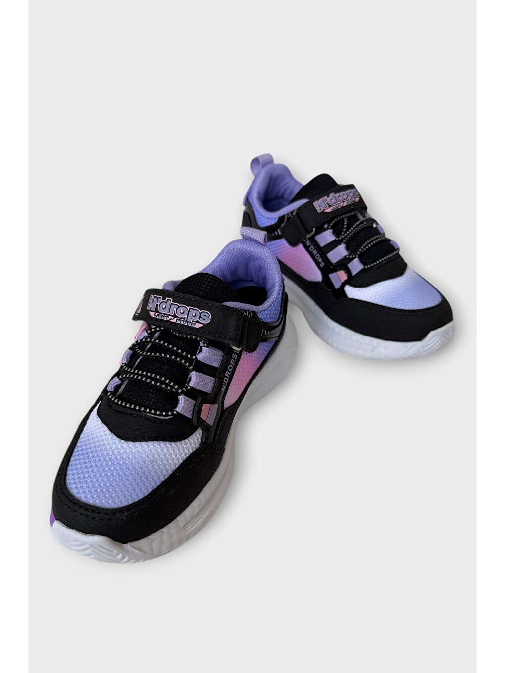 Cırtlı Hafif Anatomik Taban Günlük Sneaker Çocuk Spor Ayakkabı Siyah - Lila-7