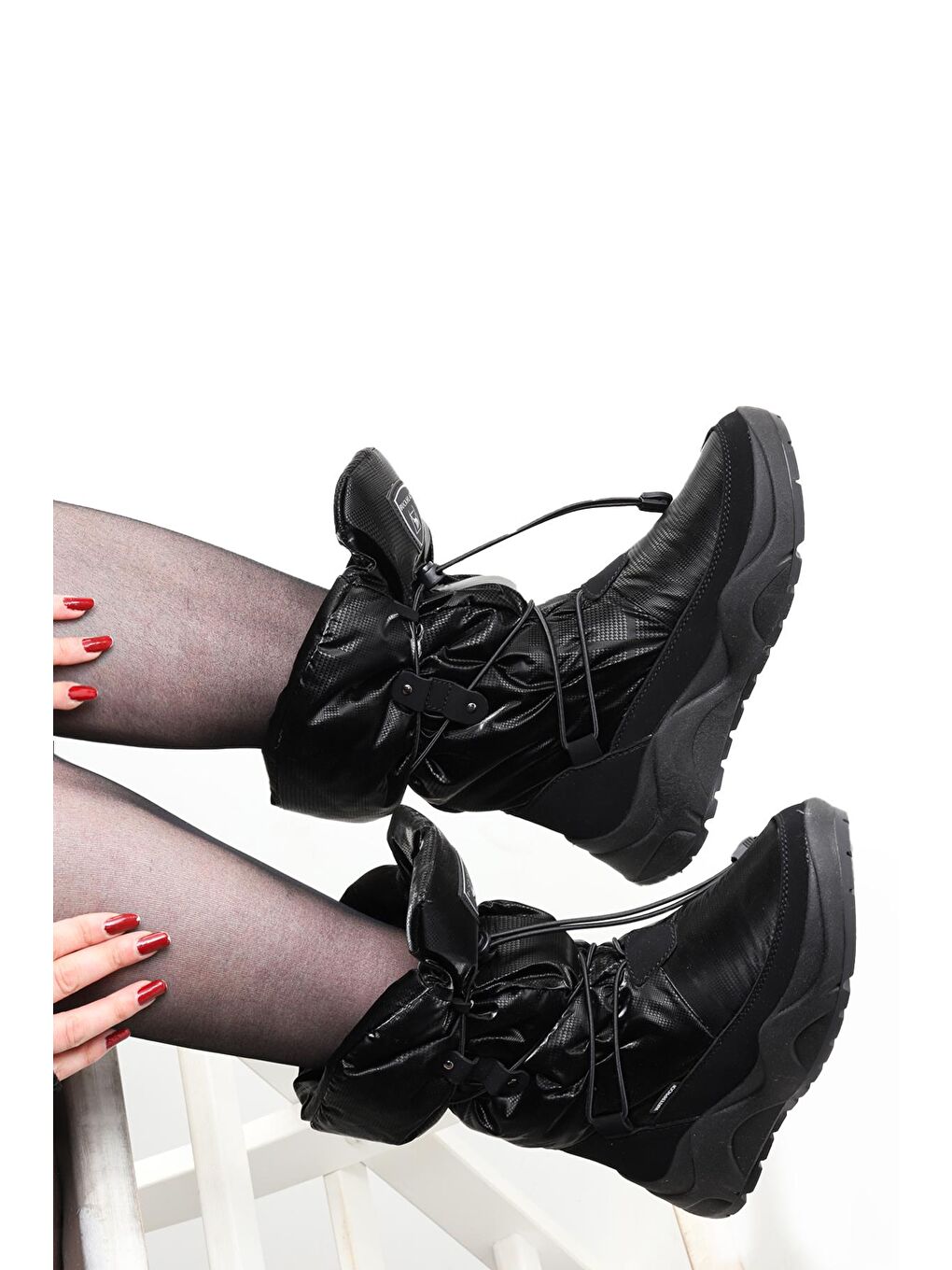 Siyah Kylie Su Geçirmez Kadın Kar Botu Ayakkabı 1117-2