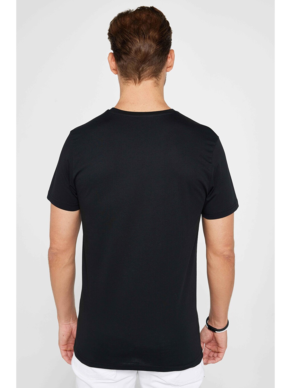 Unisex Slim Fit Dar Kesim %100 Pamuk Yumuşak Dokulu Siyah Bisiklet Yaka Büyük Beden Tişört-6