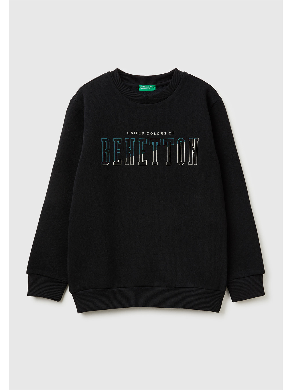 Erkek Çocuk Siyah Önü Logo Baskılı Nervürlü Sweatshirt