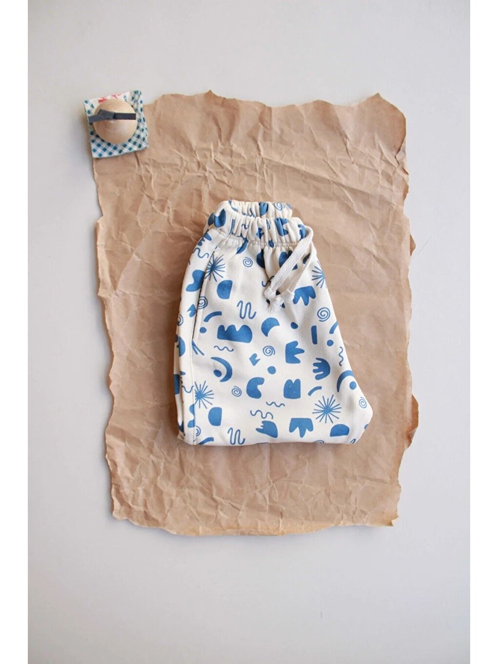 Ekru Geometrik Baskılı Eşofman Altı-4