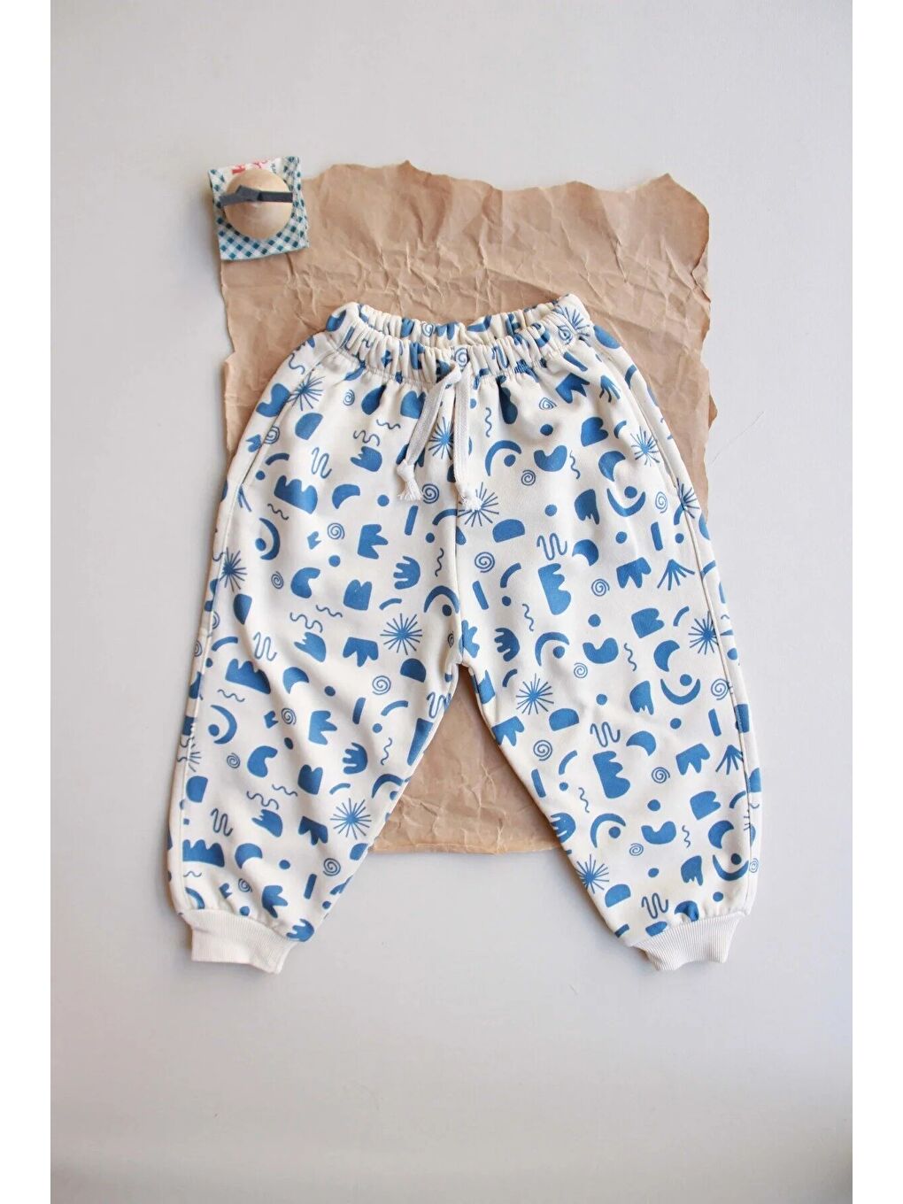 Ekru Geometrik Baskılı Eşofman Altı-5