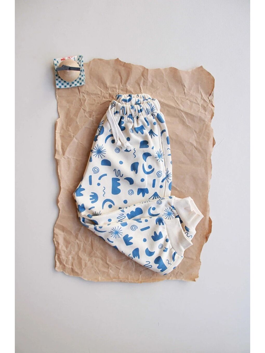 Ekru Geometrik Baskılı Eşofman Altı-6