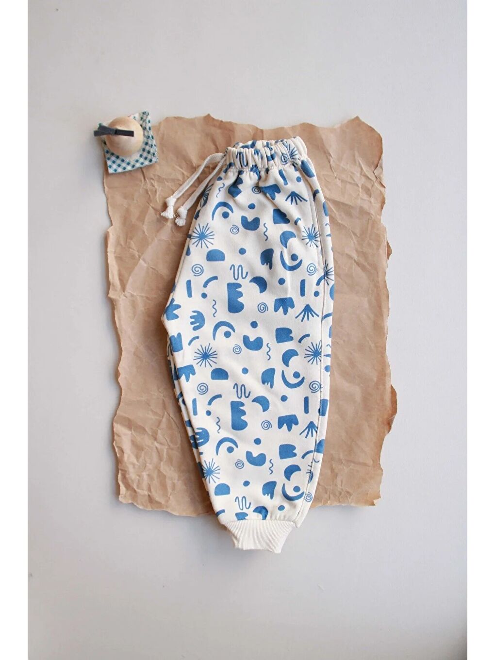 Ekru Geometrik Baskılı Eşofman Altı-7