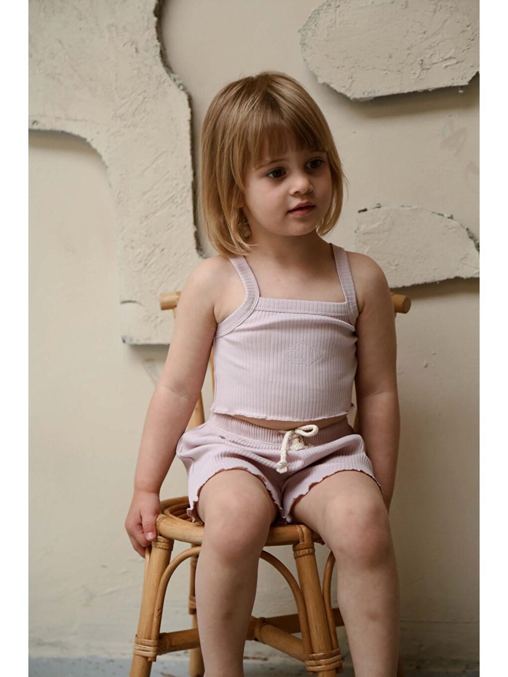 Lila İstiridye Askılı Crop ve Şortlu Takım-5