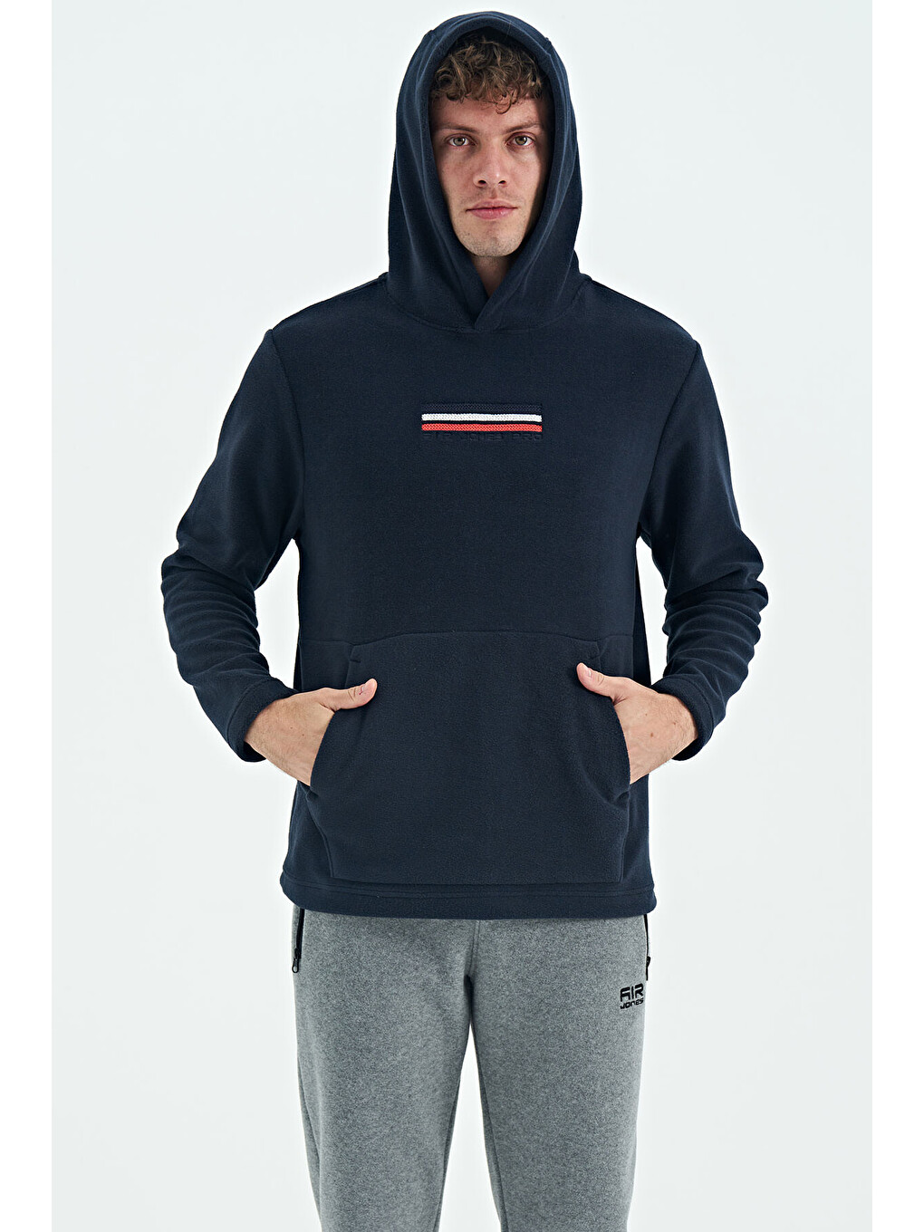 Hern Lacivert Polar Erkek Kapüşonlu Sweatshirt Hoodie - 88301-4