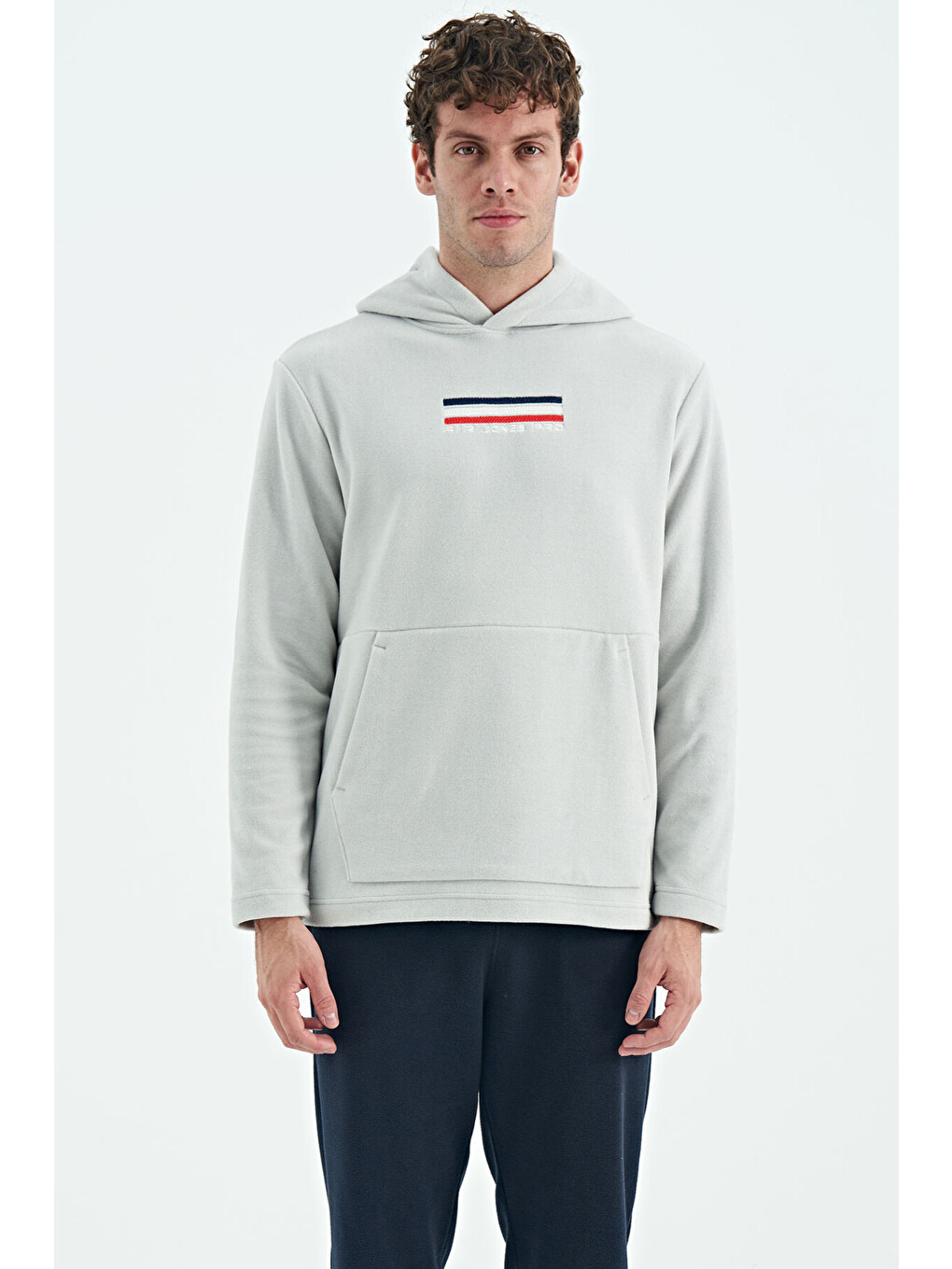 Bej Hern Taş Polar Erkek Kapüşonlu Sweatshirt Hoodie - 88301-1