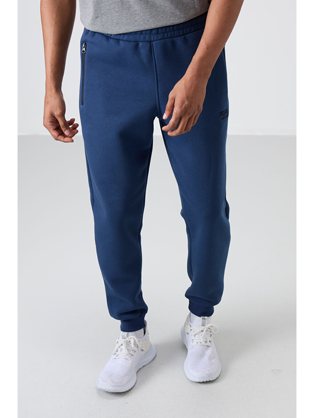 Cesar İndigo Fermuar Cepli Şardonlu Jogger Erkek Jogger Eşofman Altı - 84929-1