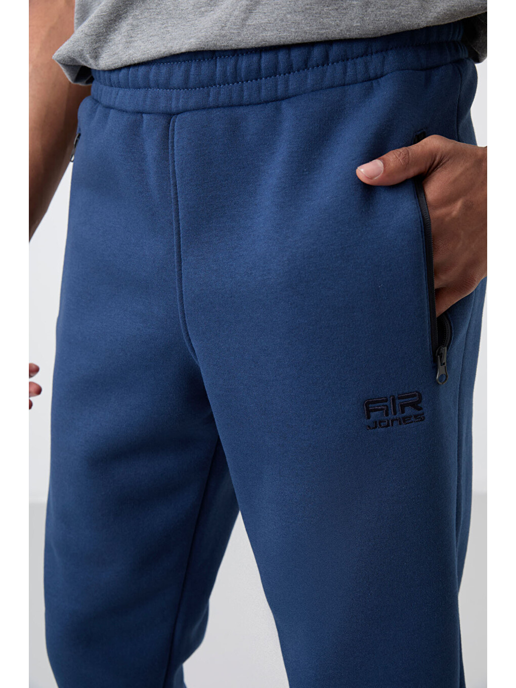 Cesar İndigo Fermuar Cepli Şardonlu Jogger Erkek Jogger Eşofman Altı - 84929-3