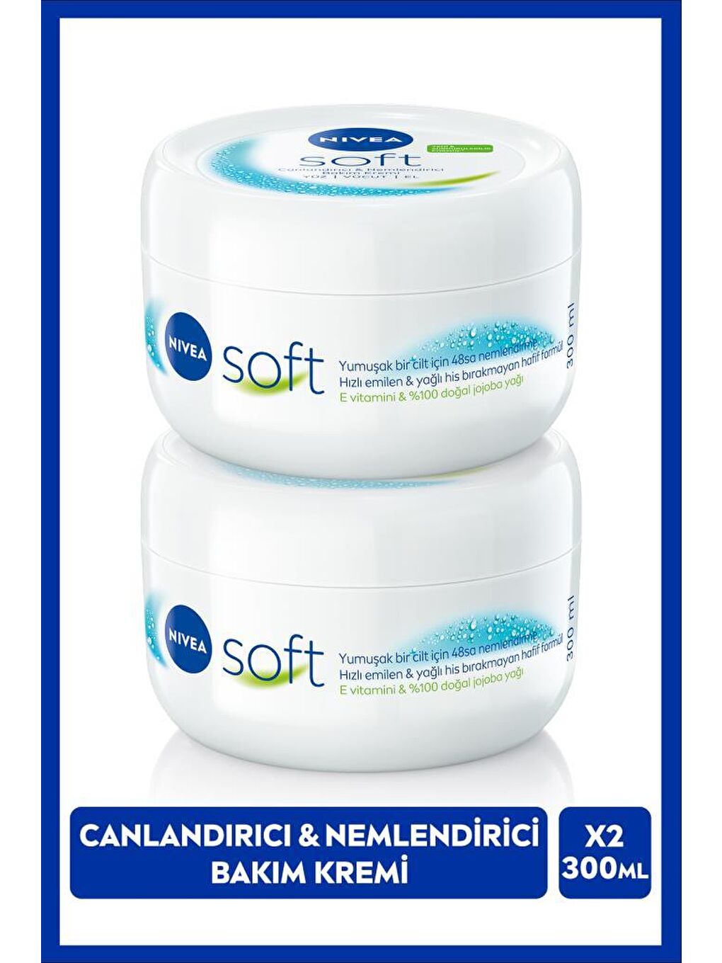 NIVEA Soft Nemlendirici El Yüz ve Vücut Bakım Kremi 300ml, Jojoba Yağı, E Vitamini, Pürüzsüz Cilt, X2 Adet - 6