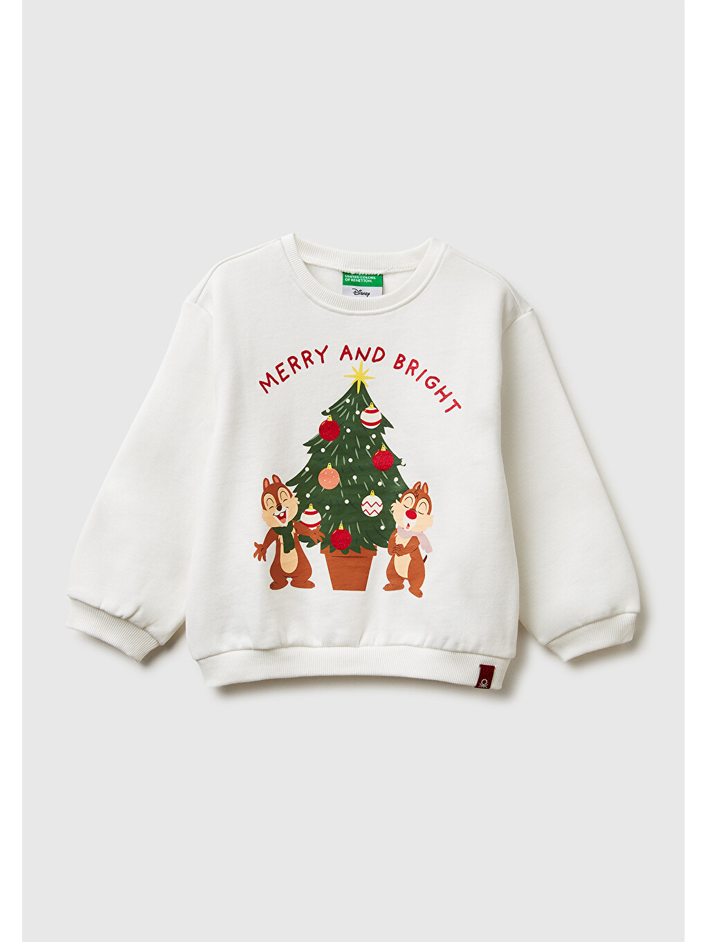 Kız Çocuk Ekru Önü Baskılı Logo Etiketi Detaylı Sweatshirt