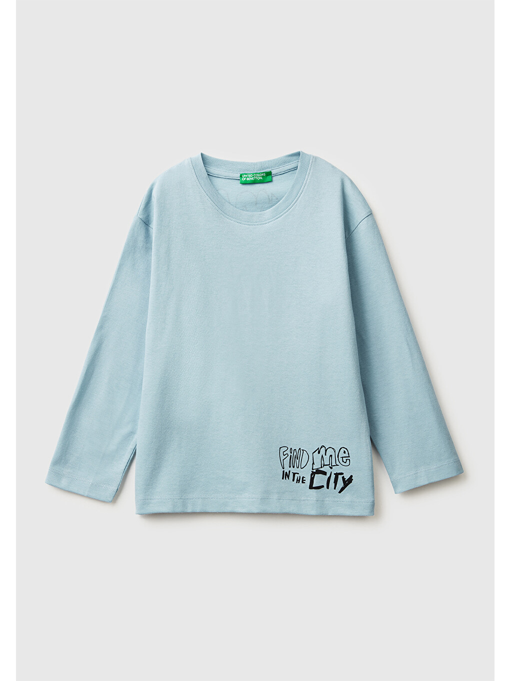 Erkek Çocuk Açık Mavi Dijital Baskılı Bisiklet Yaka Jarse Uzun Kollu T-shirt